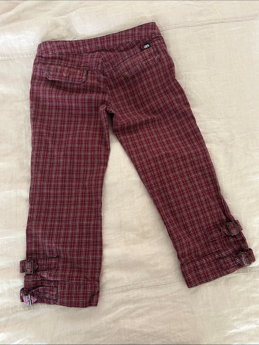 GAS Collection Plaid Capri Pants Waist 26 Low Rise Buckle Hem Y2K - Picture 2 of 16
